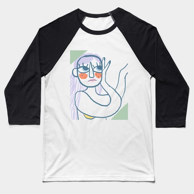 Line Girl Baseball T-Shirt by chiarodiluna